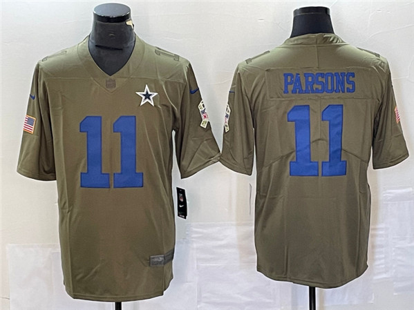 Men's Dallas Cowboys #11 Micah Parsons Olive 2017 Salute To Service Limited Football Stitched Jersey
